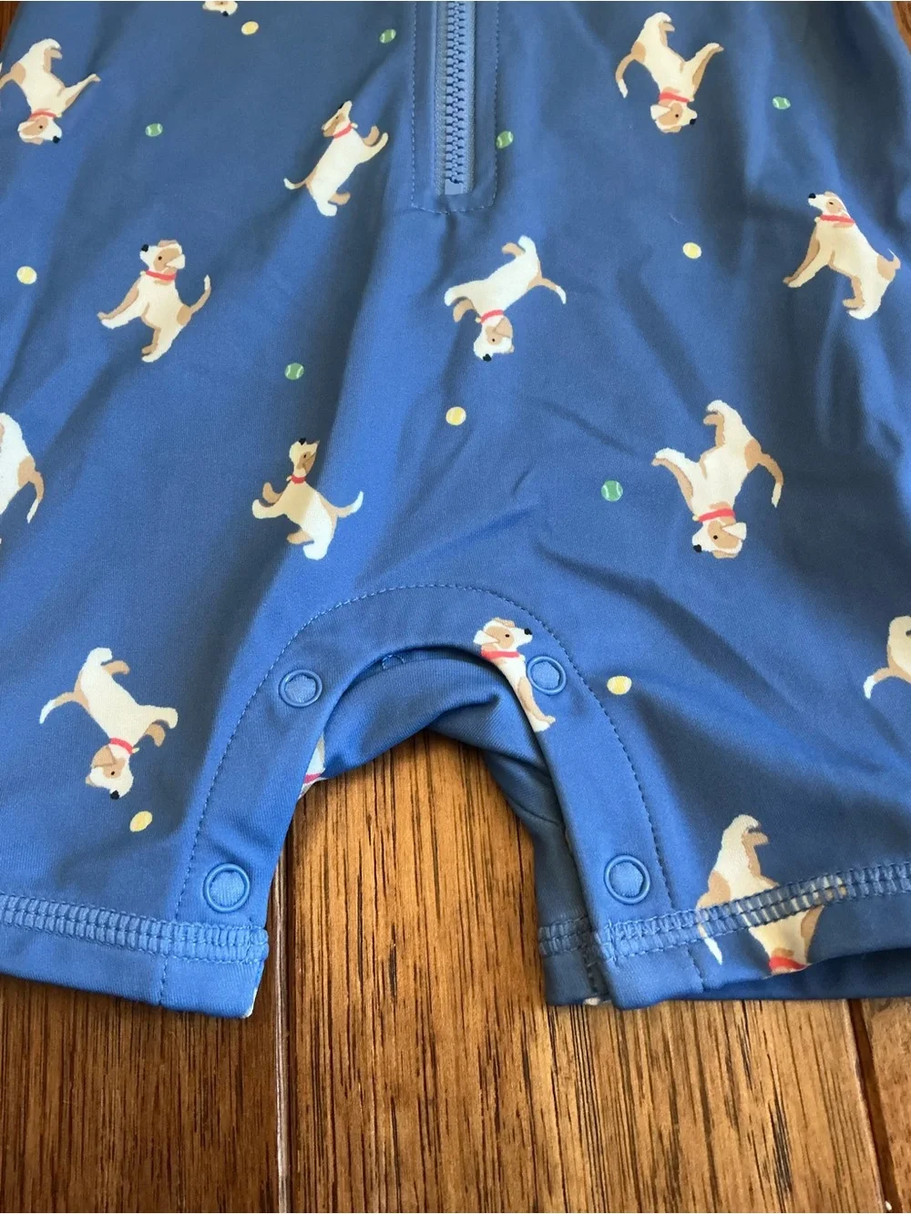 NWT Janie And Jack Blue Swim Rash Guard, Dogs and Tennis Ball, 6-12 month